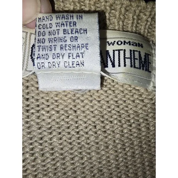 Grandma Chic 👵 Vtg‎ 90s Rose Themed Sweater Cardigan Checker Stripe 14/16 - Picture 4 of 7